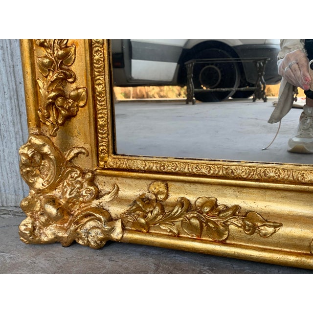 Wood 19th French Empire Period Carved Gilt Wood Rectangular Mirror For Sale - Image 7 of 9