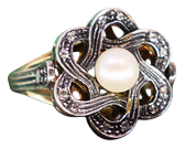 Gold and Silver Ring with Diamond Chips
