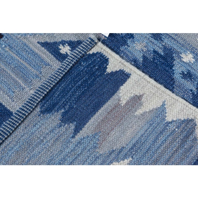 Blue Modern Swedish Design Flat-Weave Wool Rug by Doris Leslie Blau For Sale - Image 8 of 8