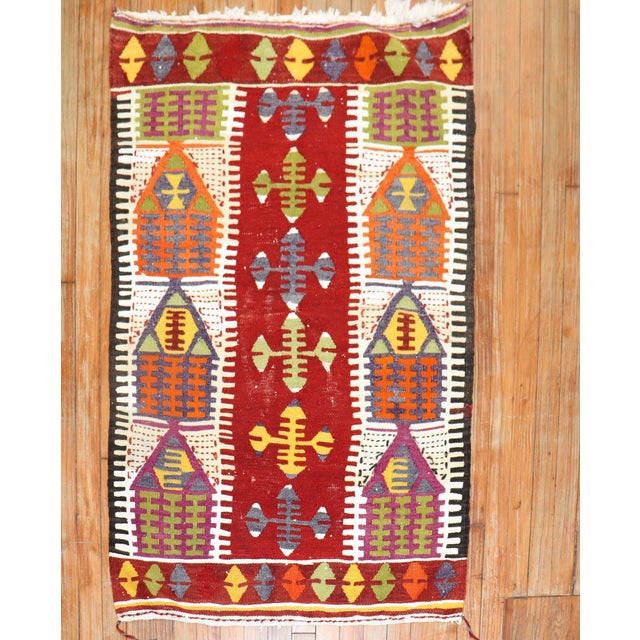 Mid 20th Century Zabihi Collection Turkish Kilim For Sale - Image 16 of 18