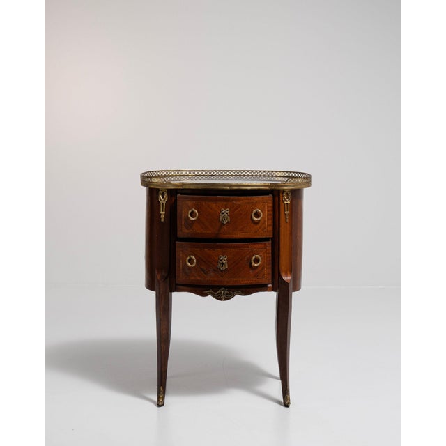 19th Century 19th Century France Rich Mahogany Petite Marble-Top Side Table For Sale - Image 5 of 11