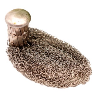 Silver Mesh Coin Purse with Smooth Lid For Sale