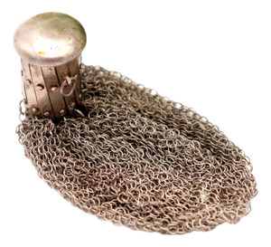 Silver Mesh Coin Purse with Smooth Lid