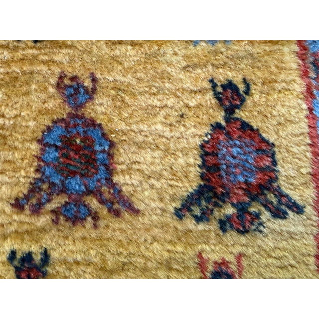 Yellow 3ft 5in × 9ft 5in Hand-Knotted Wool Tribal Runner Rug, Vintage For Sale - Image 8 of 12