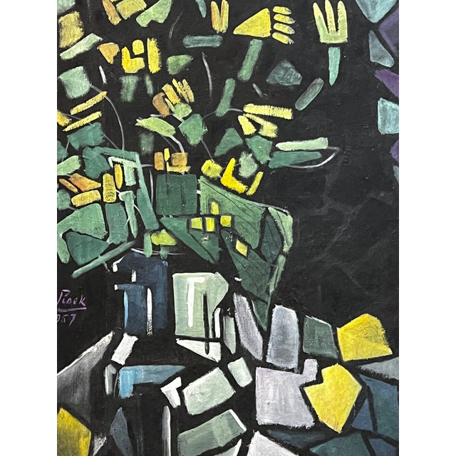 1957 French MidCentury Modern Still Life Painting, Signed and Framed