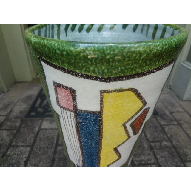 White Italian Modernist Glazed Ceramic Umbrella Stand For Sale - Image 8 of 13