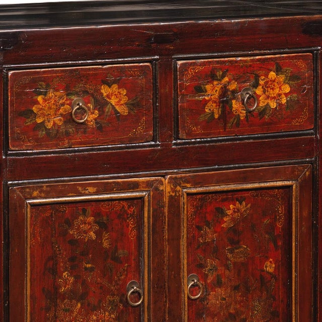 Large Painted Red Lacquer Sideboard, 1890s For Sale - Image 9 of 11