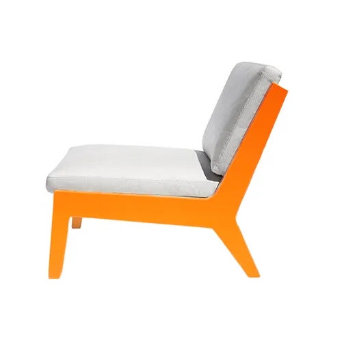 Mid-Century Modern Portofino Outdoor Lounge Chair by the Drawing Room Atl - Handcrafted Mahogany in Premium Yacht Finish: Classic Orange - Modern Outdoor Furniture For Sale - Image 3 of 4