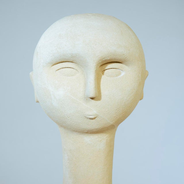 Modernist Bust Sculpture of a Woman, 1980s, Sandstone For Sale - Image 10 of 18