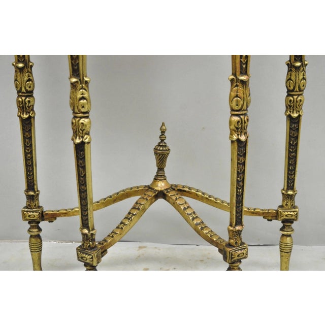 Antique Gothic Revival Oscar Bach Style Figural Bronze & Onyx Console Side Table For Sale - Image 10 of 15
