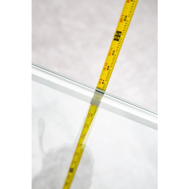 Mid Century Modern End Table Side Metal Glass Vintage Silver Rectangular MCM For Sale - Image 10 of 12