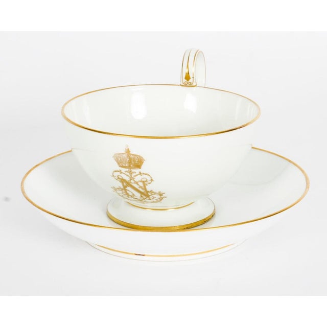 19th Century Emperor Napoleon III Sevres Porcelain Cup Saucer & Sugar Bowl, Set of 3 For Sale - Image 3 of 18