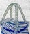 Mid 20th Century Vintage Blown Art Glass Blue Stripe Handbag Purse Vase For Sale - Image 5 of 9