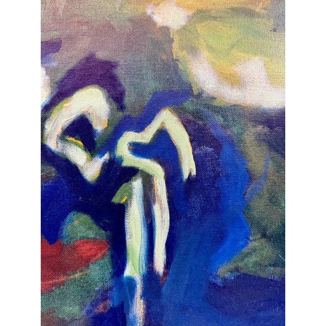 Abstract “Emerald Passage” — Expressive Abstract Landscape, C. 1980s, Oil on Canvas, Artist-Crafted Frame For Sale - Image 3 of 4