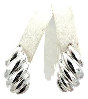 1990s Pair of Tiffany & Co Omega Back Earrings Sterling Silver Estate