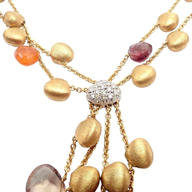 2000 - 2009 Marco Bicego Yellow Gold Paradise Gemstone Diamond Necklace For Sale - Image 5 of 9