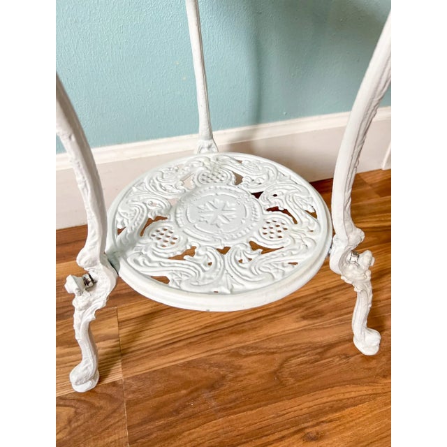 Vintage White Cast Aluminum Three-Tier Plant Stand – Victorian Revival / Cottagecore For Sale - Image 11 of 11