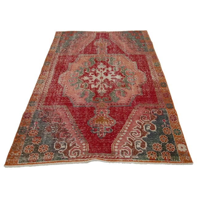 Vintage handknotted distressed rug from Konya region of Turkey. Approximately 50-60 years old. In very good condition.