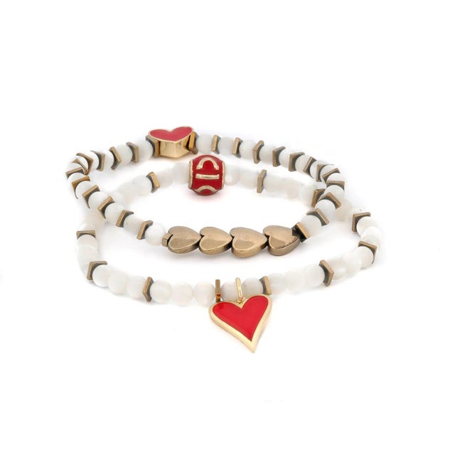 Silver Valentines Love Red Heart Bracelet Set For Sale - Image 8 of 8