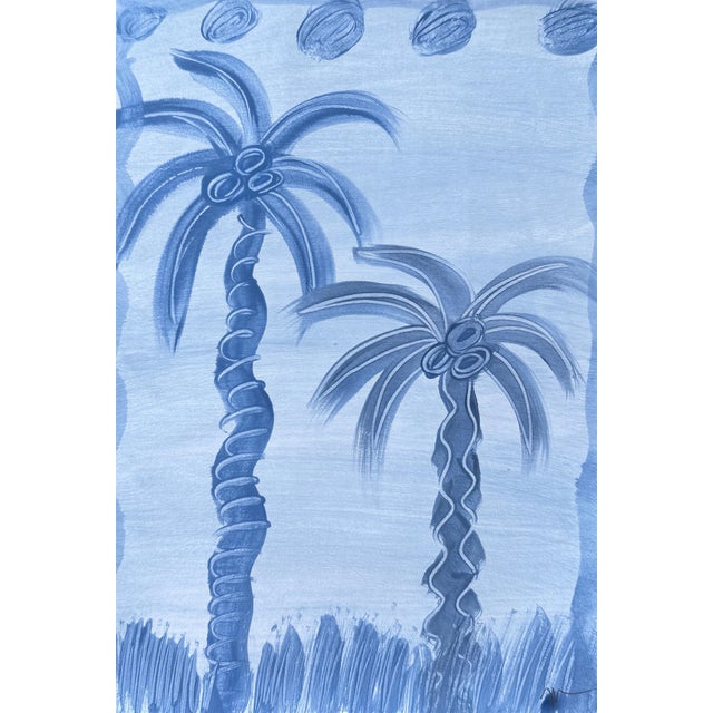 Blue Cove Palm Painting IV For Sale