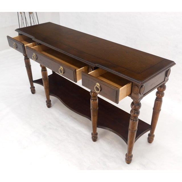 Spanish Colonial Style 3 Drawers 60" Wide Console Table Credenza Brass Pulls For Sale - Image 15 of 16