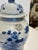 This is lovely example of blue and white chinoiserie! It has a bird and flower design, with some Chinese characters...