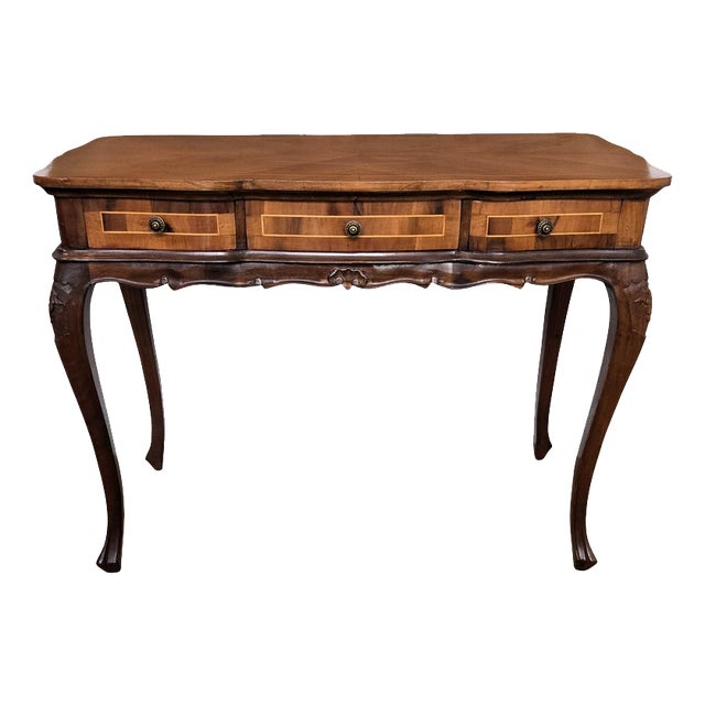 Italian Kidney-Shaped Inlaid Walnut and Burl Wood Desk, 1940s For Sale