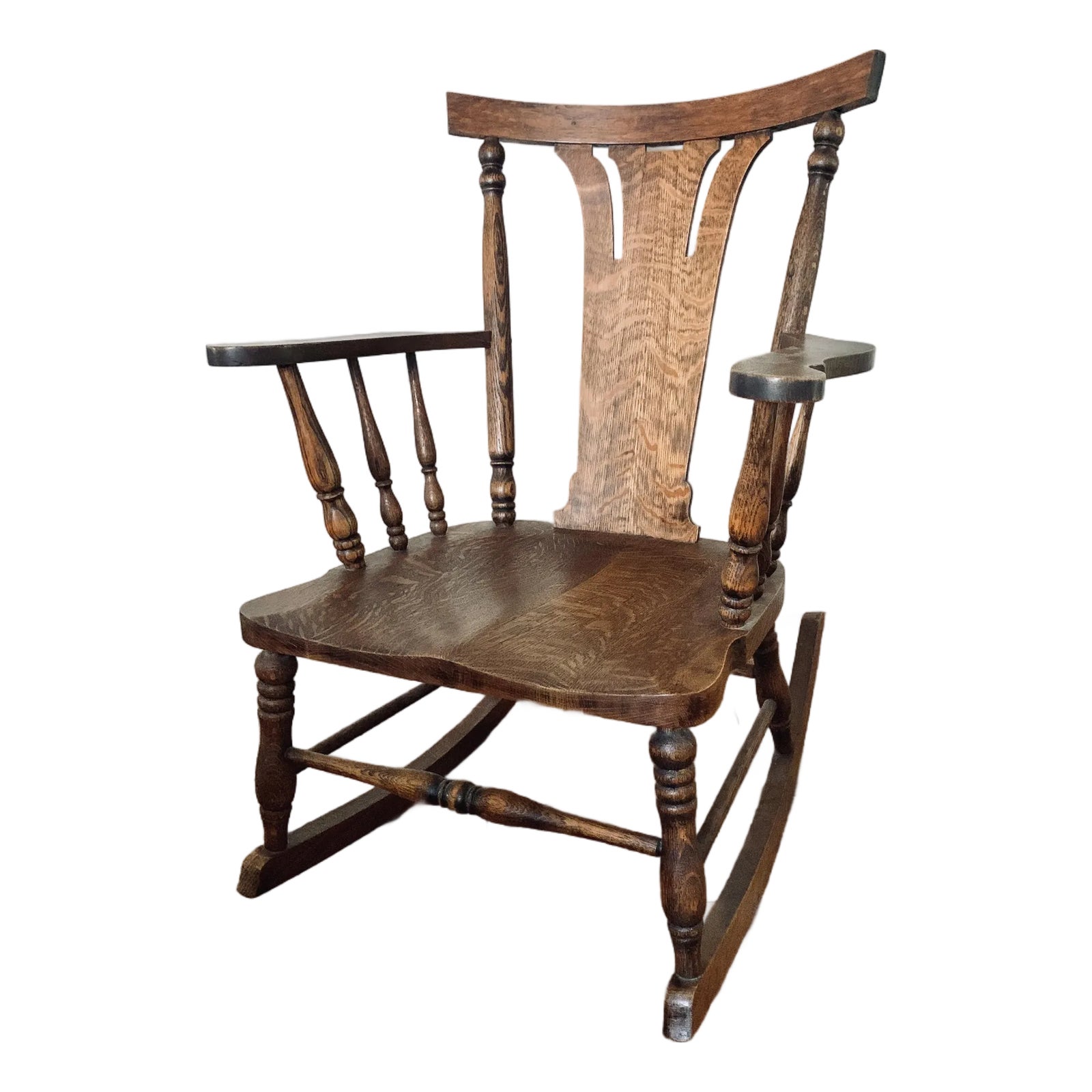 Early 1900s Antique Arts and Crafts Movement Tiger Oak Rocking Chair ...
