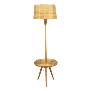 Rattan Floor Lamp by Jan Kalous for Uluv, Former Czechoslovakia, 1960s For Sale