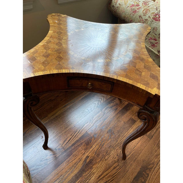 Lillian August Vintage Inlaid Four-Drawer Game Table For Sale - Image 4 of 8