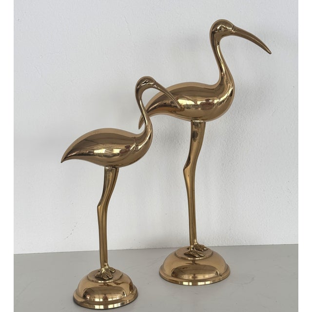 Vintage Italian Brass Cranes, 1970s, Set of 2 For Sale - Image 4 of 13