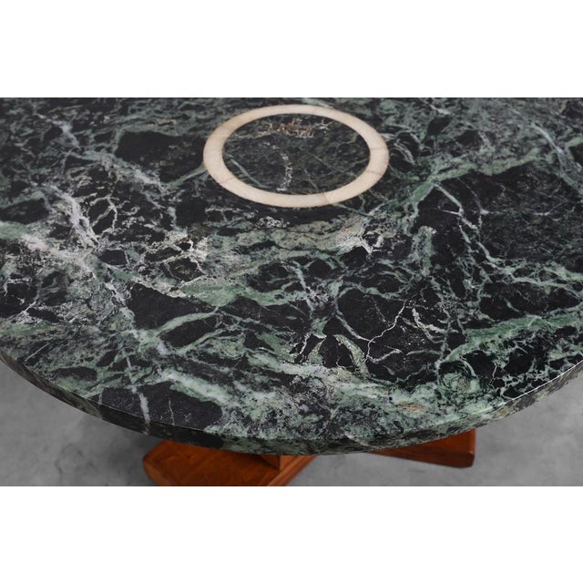 Art Deco Coffee Table in Oak and Green Marble, France, 1920 For Sale - Image 9 of 12