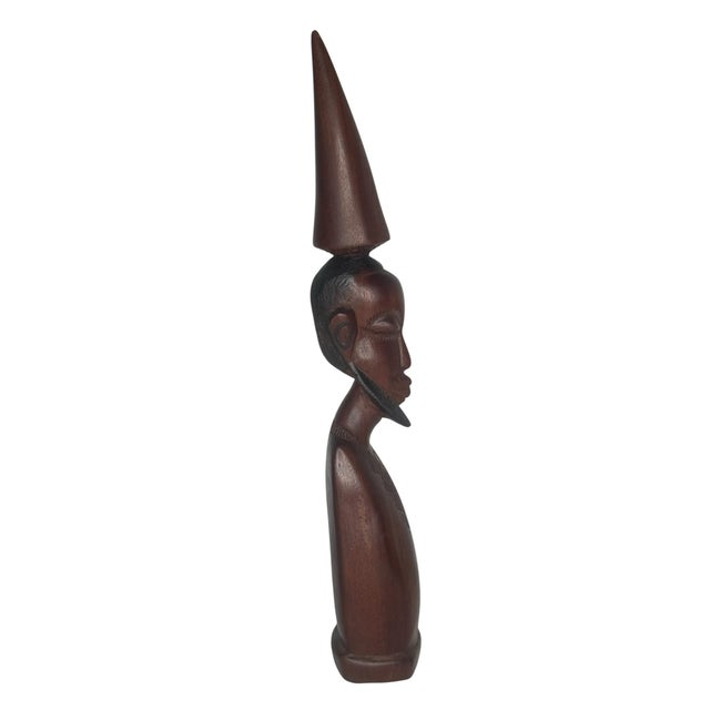 Makonde Carved Hardwood Elder Figure Tanzania Mozambique Conical Hat African Art For Sale - Image 4 of 7