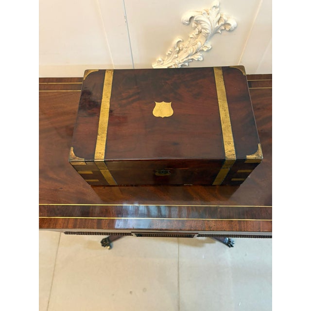 Antique Victorian Mahogany Brass Bound Writing Box, 1860 For Sale - Image 4 of 11
