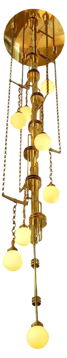 Art Deco Style Handmade Cascade Brass and Glass Ceiling Lamp