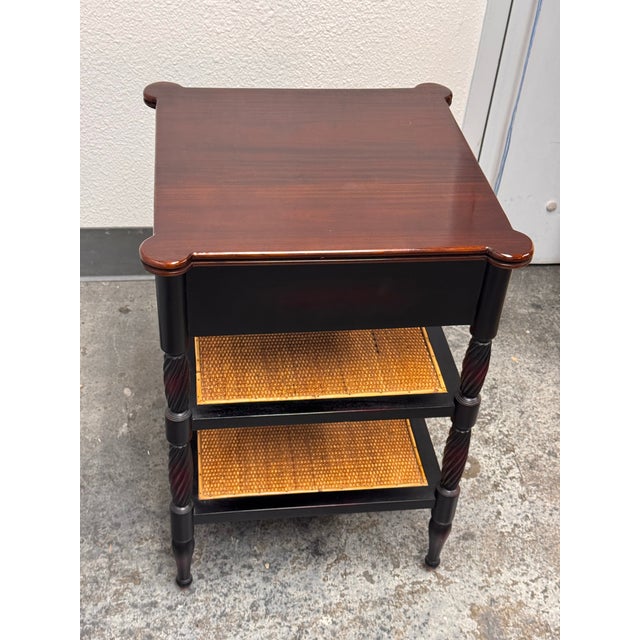 English Colonial Revival Turned Leg Cane Side Table For Sale - Image 3 of 12