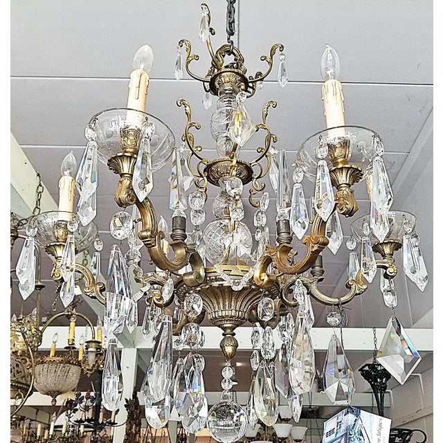 1930s French Bronze Dore' Crystal Chandelier For Sale - Image 10 of 17