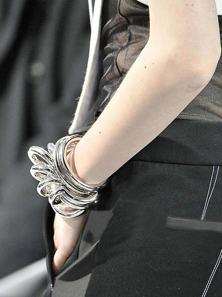 Bracelet Vintage Paco Rabanne - Pastilles Bleues Space Age - Bijou De Couturier - Occasion