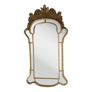 Vintage Italian Gold Gilt Hand Carved Wood Regency Mirror For Sale