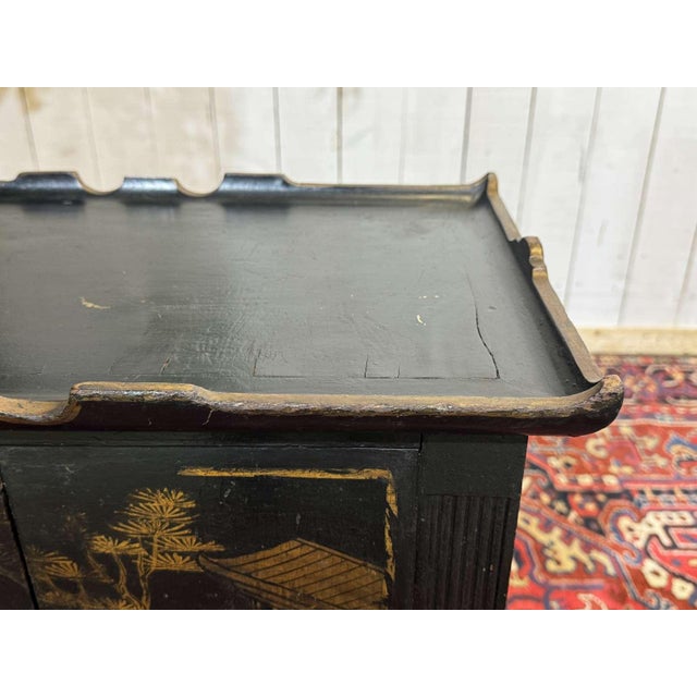 1950s Small Painted Fir Wood Sideboard with Asian Decoration, 1950s For Sale - Image 5 of 16