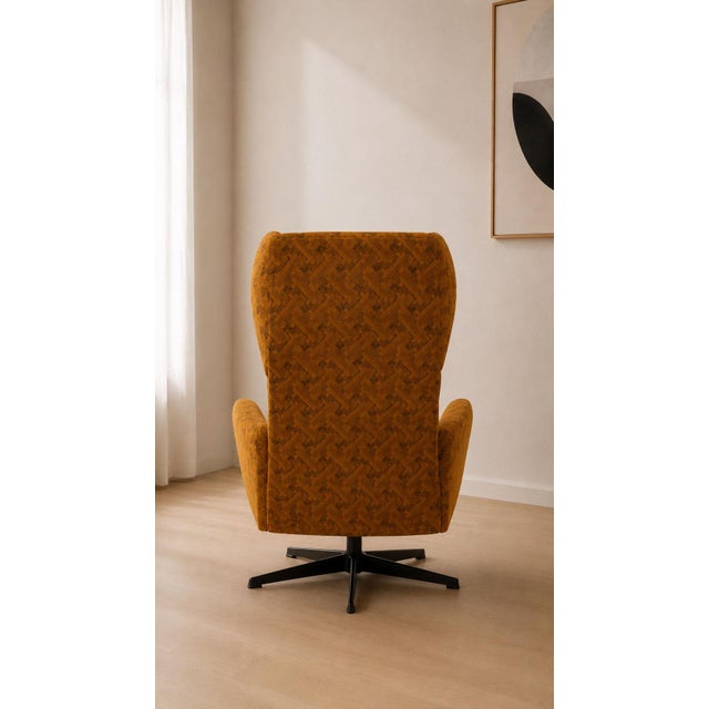 Vintage Wingback Swivel Lounge Chair from Dřevotvar Jablonné Nad Orlicí, 1970s For Sale - Image 4 of 11