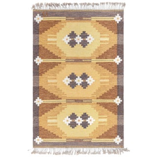 Doris Leslie Blau Vintage Swedish Flat Woven Rug by Ingegerd Silow For Sale