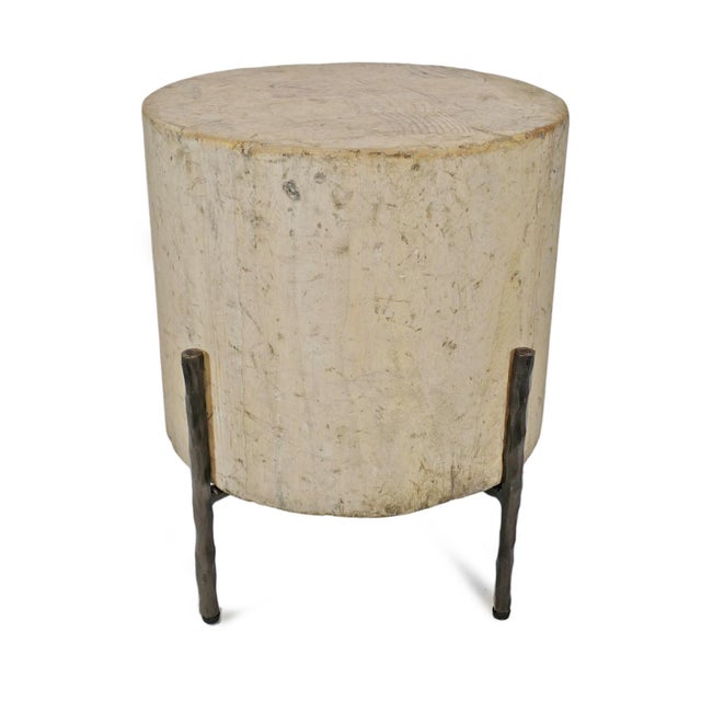 2020s Tuscan Cream Round Side Table 17" For Sale - Image 5 of 8
