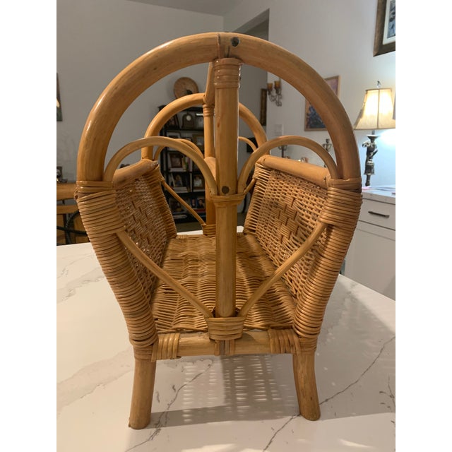Rustic Vintage Rattan Storage Rack For Sale - Image 3 of 3