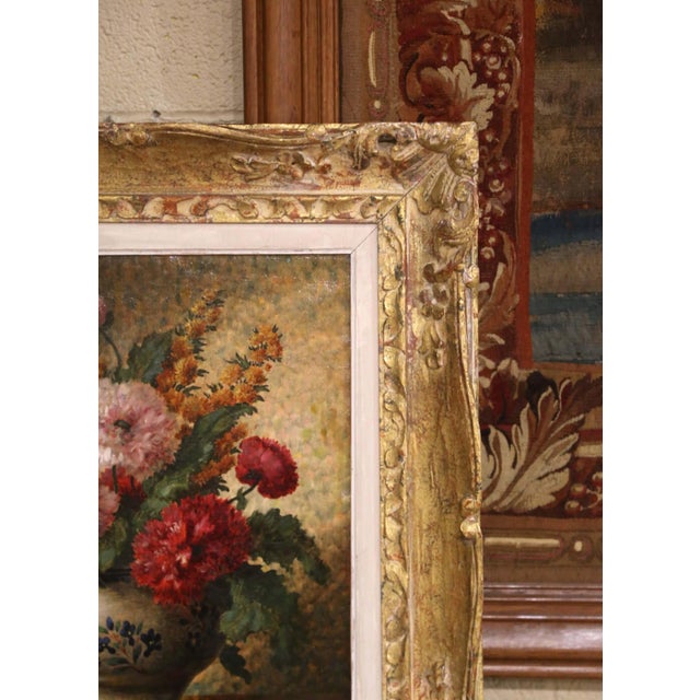19th Century French Floral Still Life Oil on Canvas Painting by Gaston Boucher For Sale - Image 9 of 12