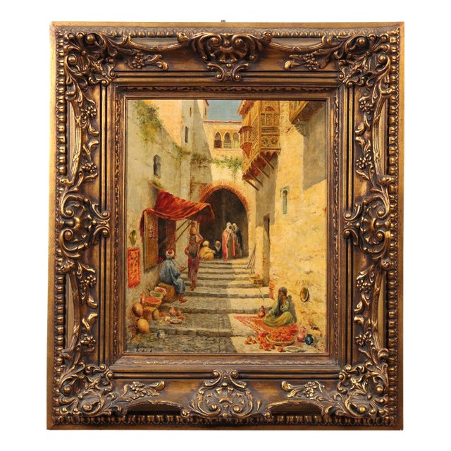 Unknown, The Sale of Fruit, Oil on Canvas, Framed For Sale