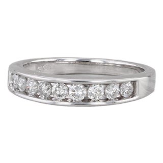 0.40ctw Diamond Wedding Band 14k White Gold Size 8.25 Stackable Anniversary For Sale