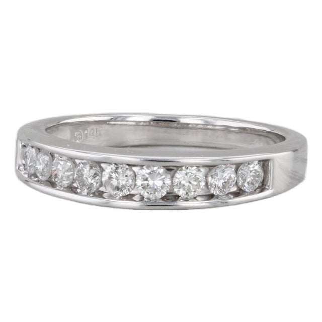 0.40ctw Diamond Wedding Band 14k White Gold Size 8.25 Stackable Anniversary For Sale
