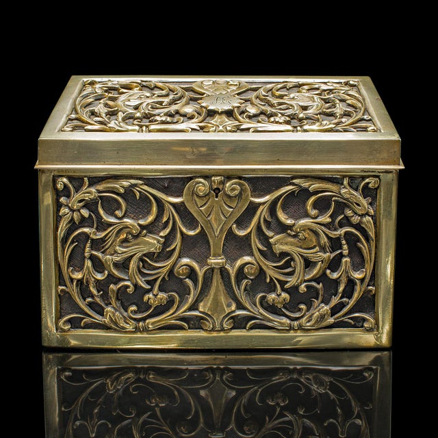 Victorian Antique Stationery Box, English, Brass, Tabletop Letter Case, Victorian, c.1880 For Sale - Image 3 of 10