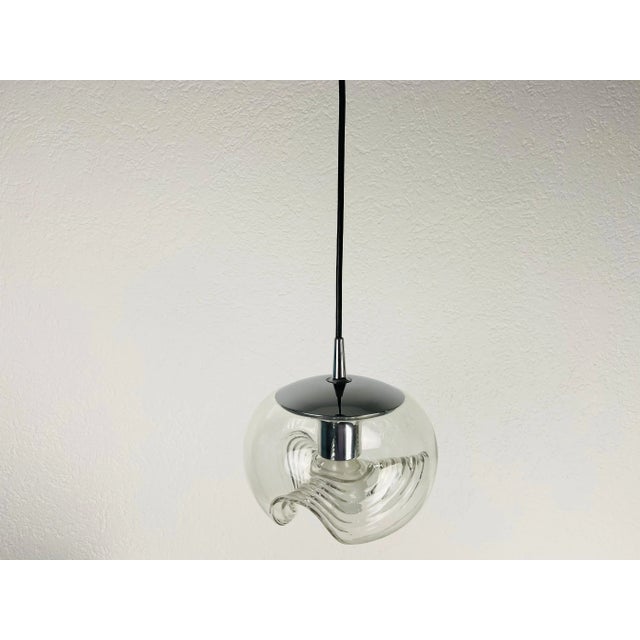 Glass Transparent Glass Pendant Lamp by Koch & Lowy for Peill and Putzler, 1960 For Sale - Image 7 of 13